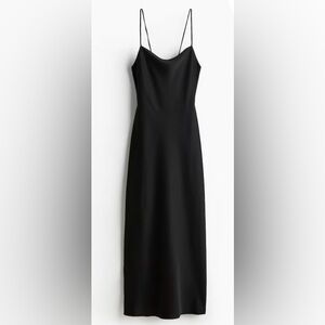 H and M Black Satin Tie Back Dress